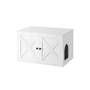 Meuble Cache-Litière pour Chat, Style Industriel, Marron Rustique et Noir